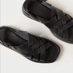 Finn Black Braided Platform Sandal